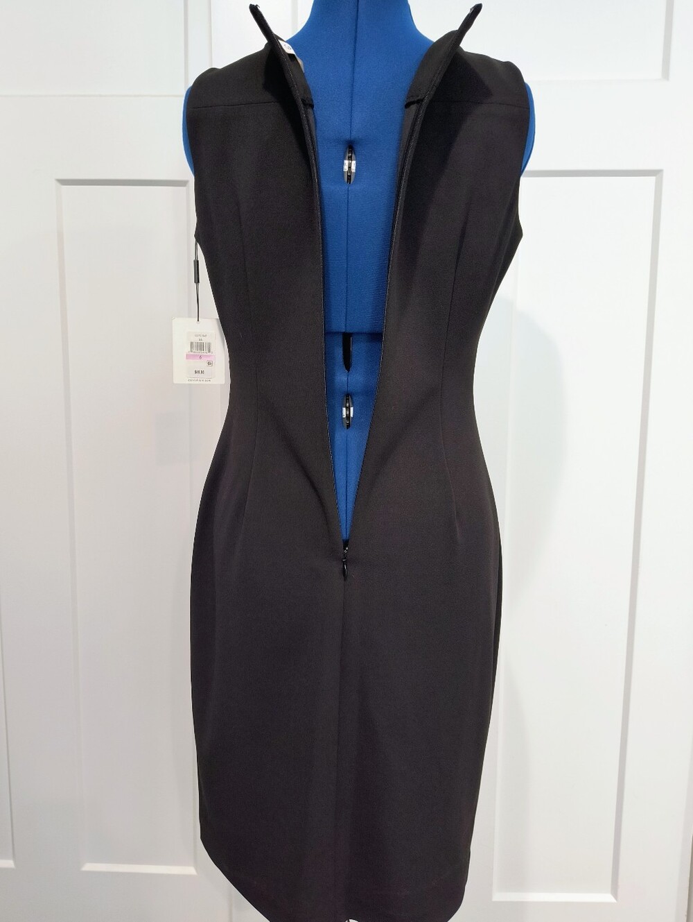 NWT Calvin Klein Black Sleeveless Sheath Midi Dress - Picture 3 of 10